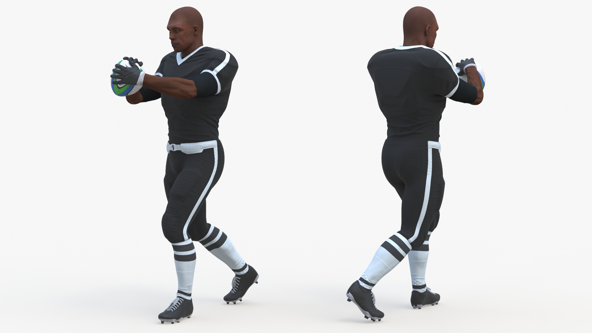 3D model Rugby Player and Training Ball