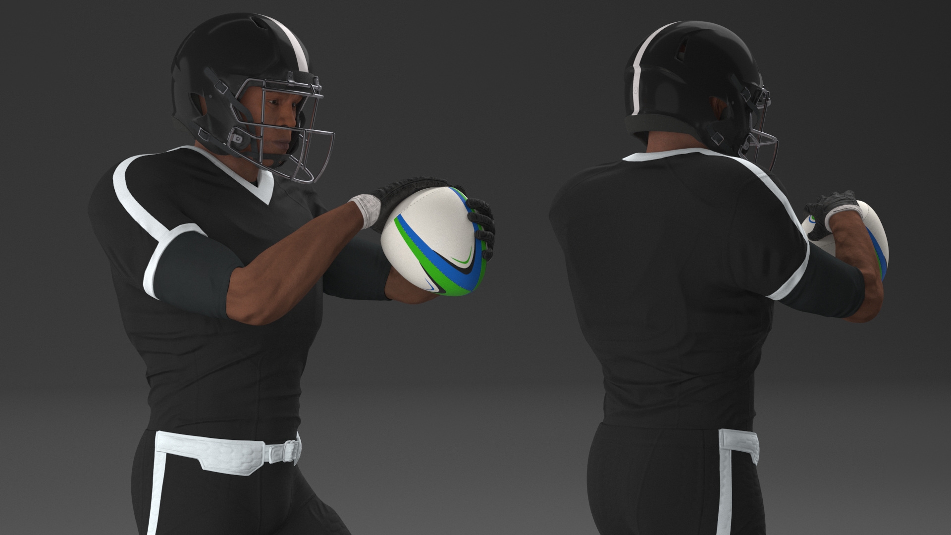 3D model Rugby Player and Training Ball
