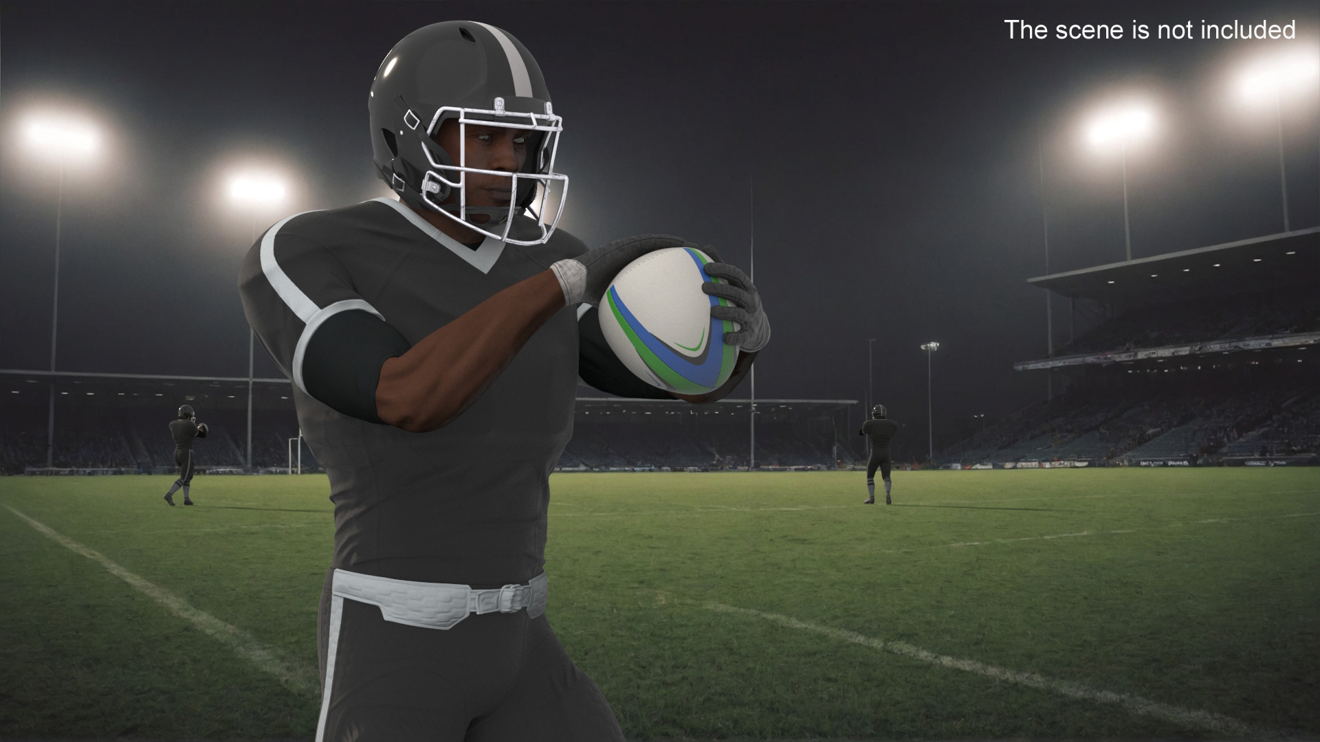 3D model Rugby Player and Training Ball