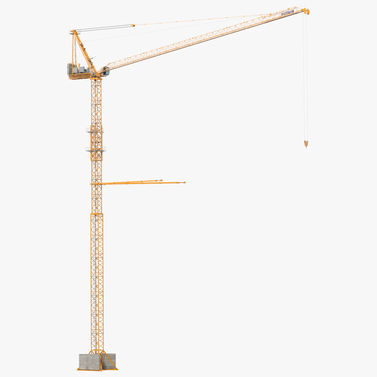 3D Potain MR 295 Tower Crane Rigged for Maya