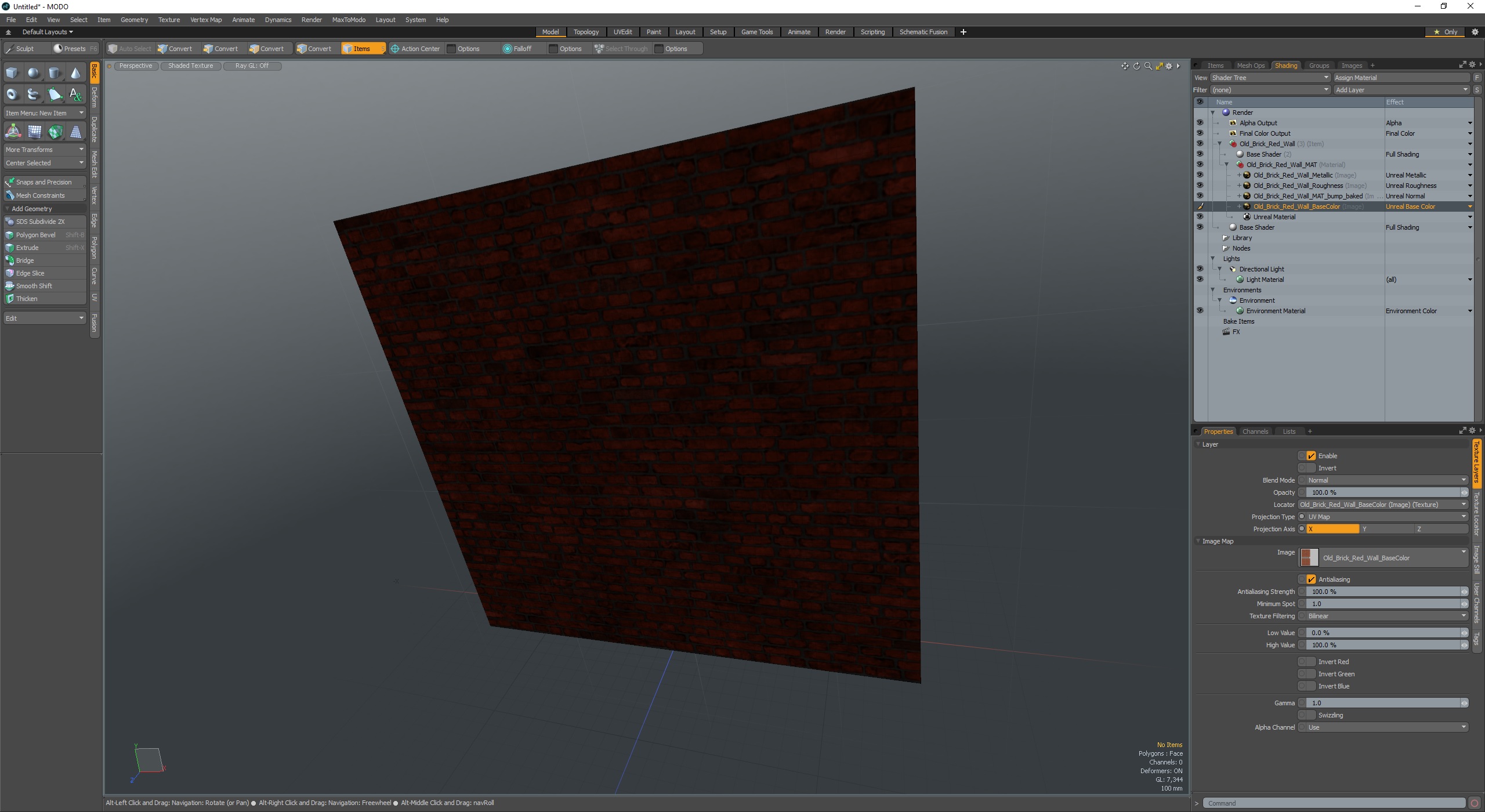 3D Old Brick Red Wall model