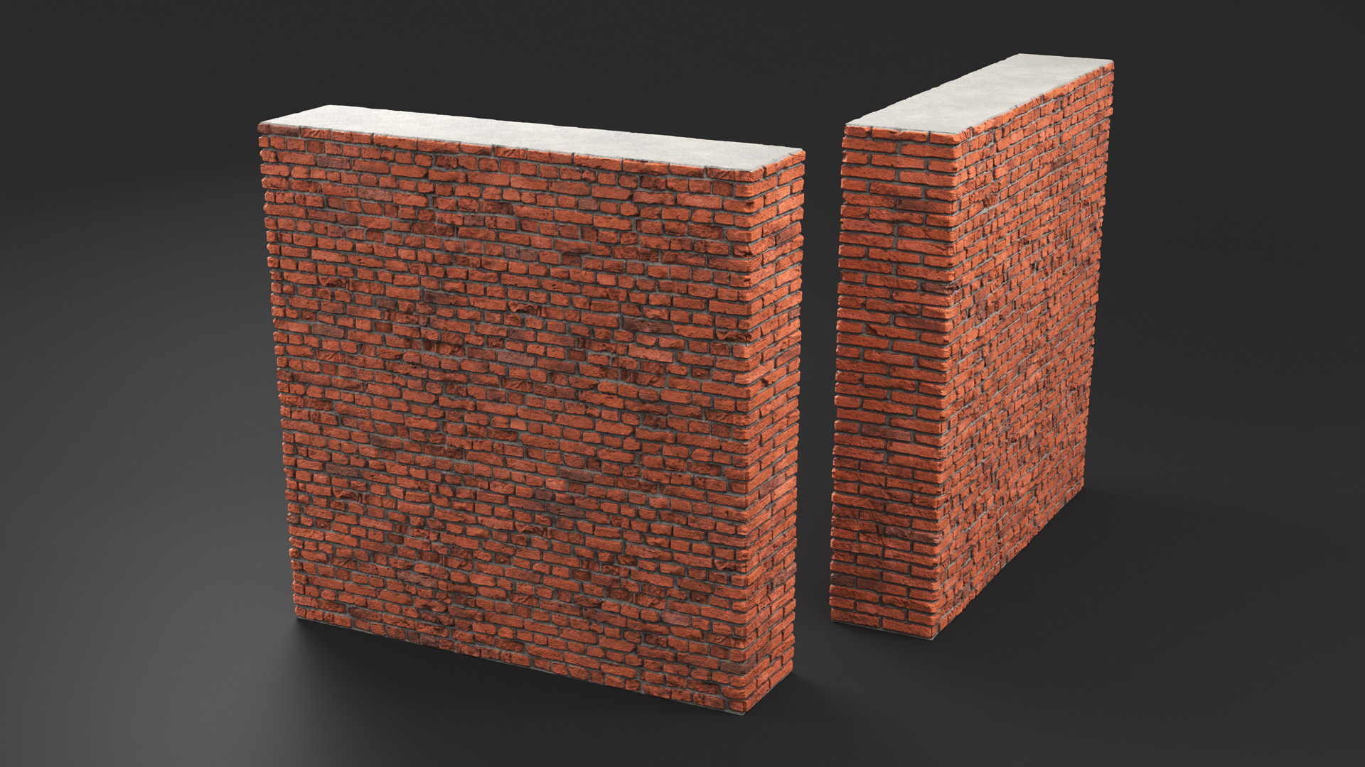 3D Old Brick Red Wall model