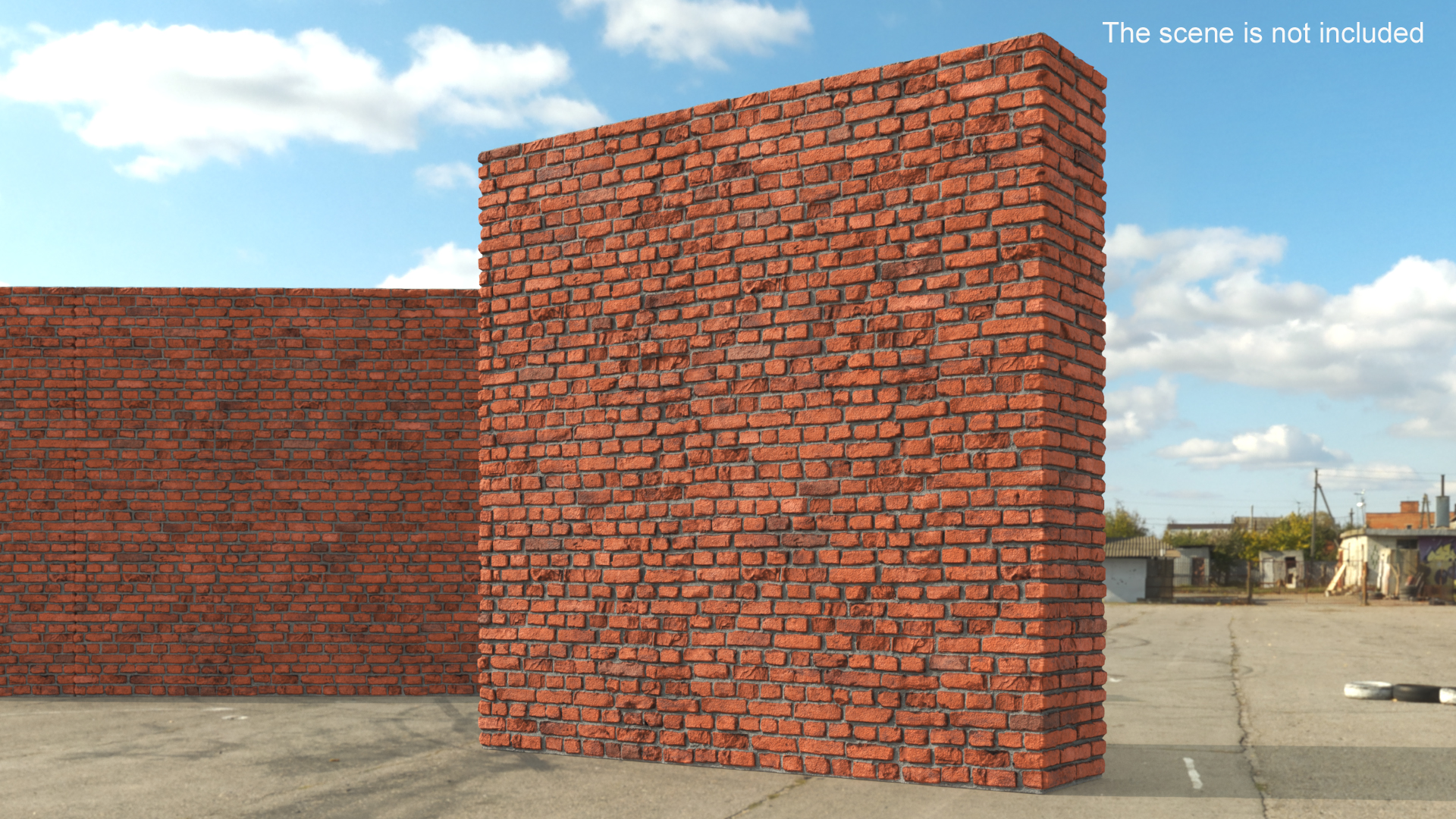 3D Old Brick Red Wall model