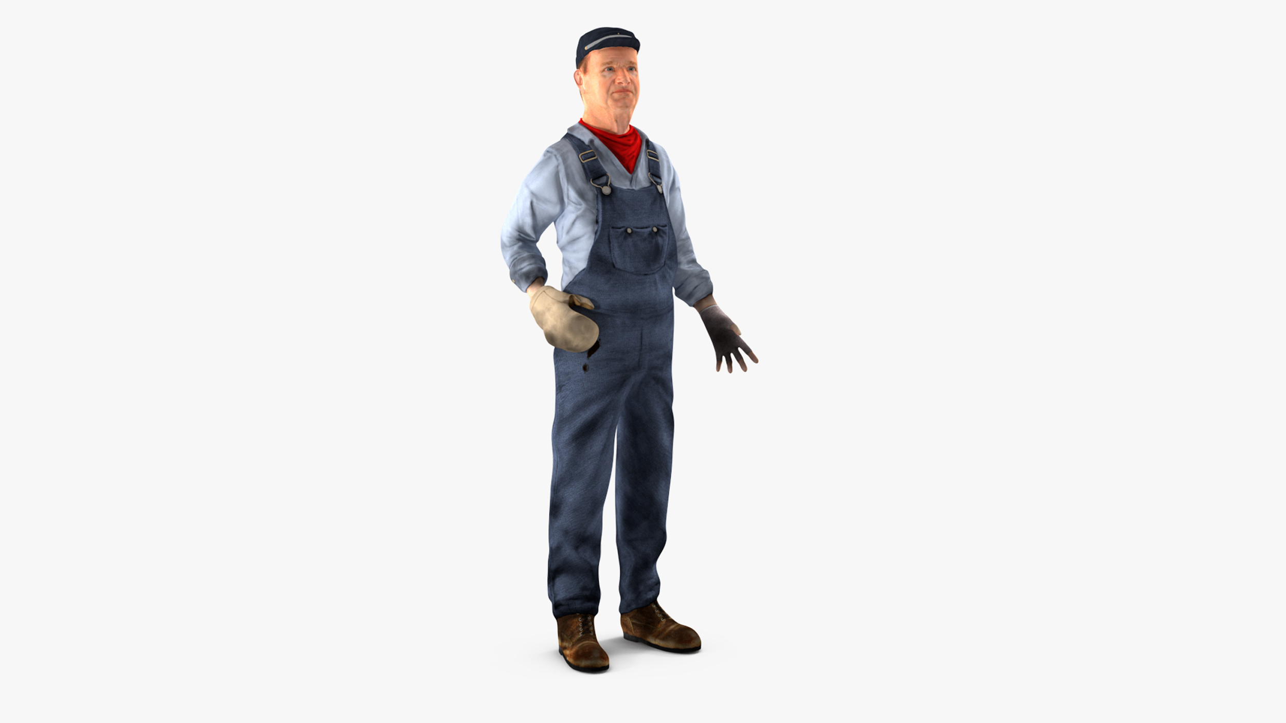 3D Train Conductor Character Rigged for Maya
