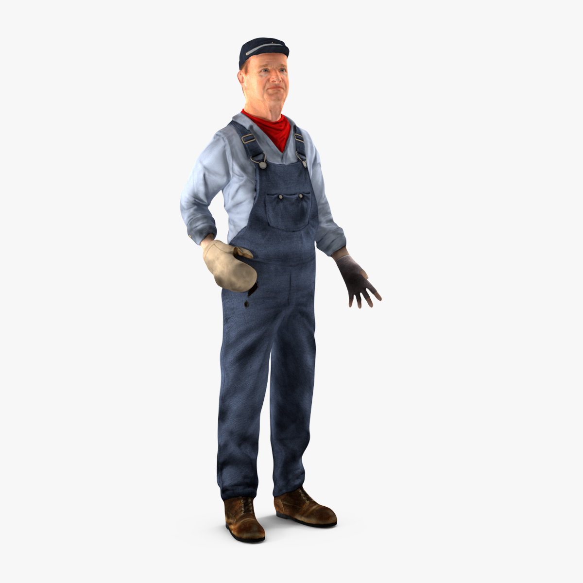 3D Train Conductor Character Rigged for Maya