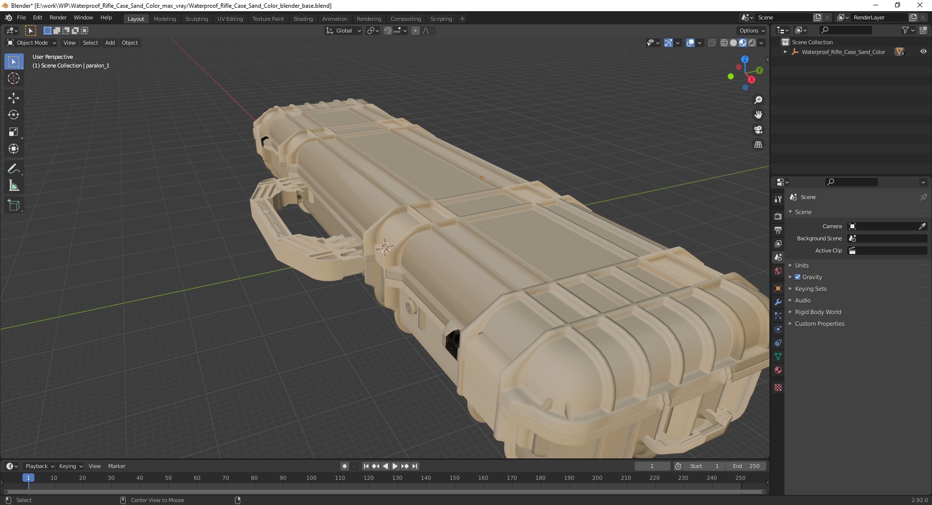 Waterproof Rifle Case Sand Color 3D