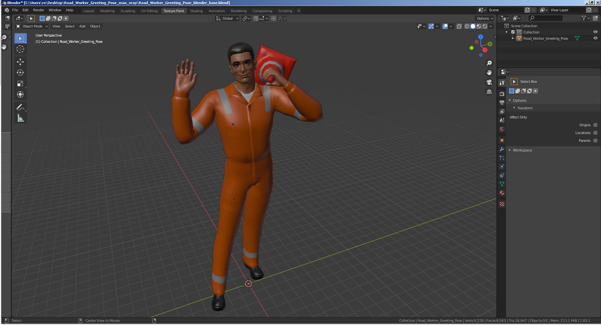 3D model Road Worker Greeting Pose