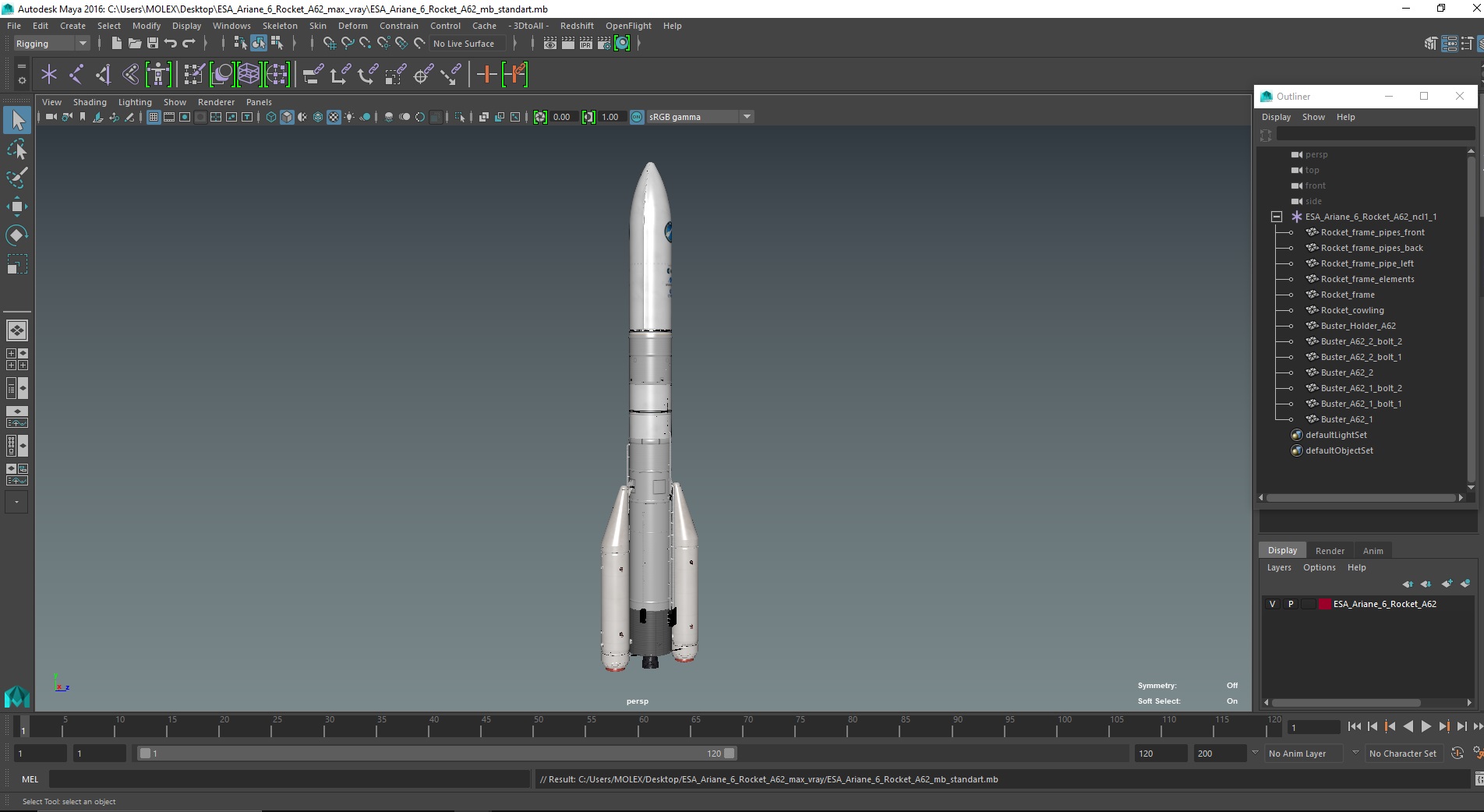 3D ESA Ariane 6 Rocket A62 model
