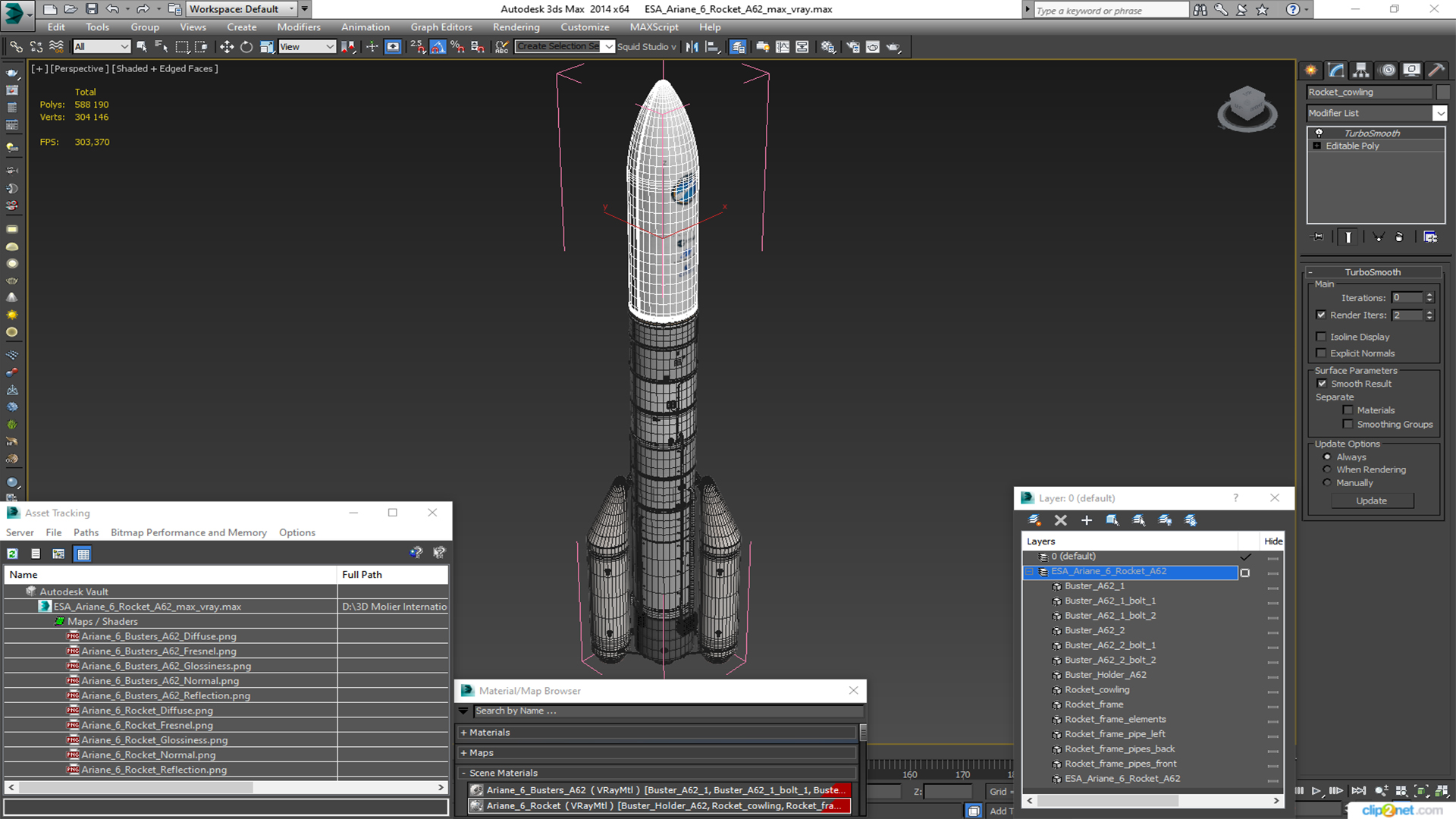 3D ESA Ariane 6 Rocket A62 model
