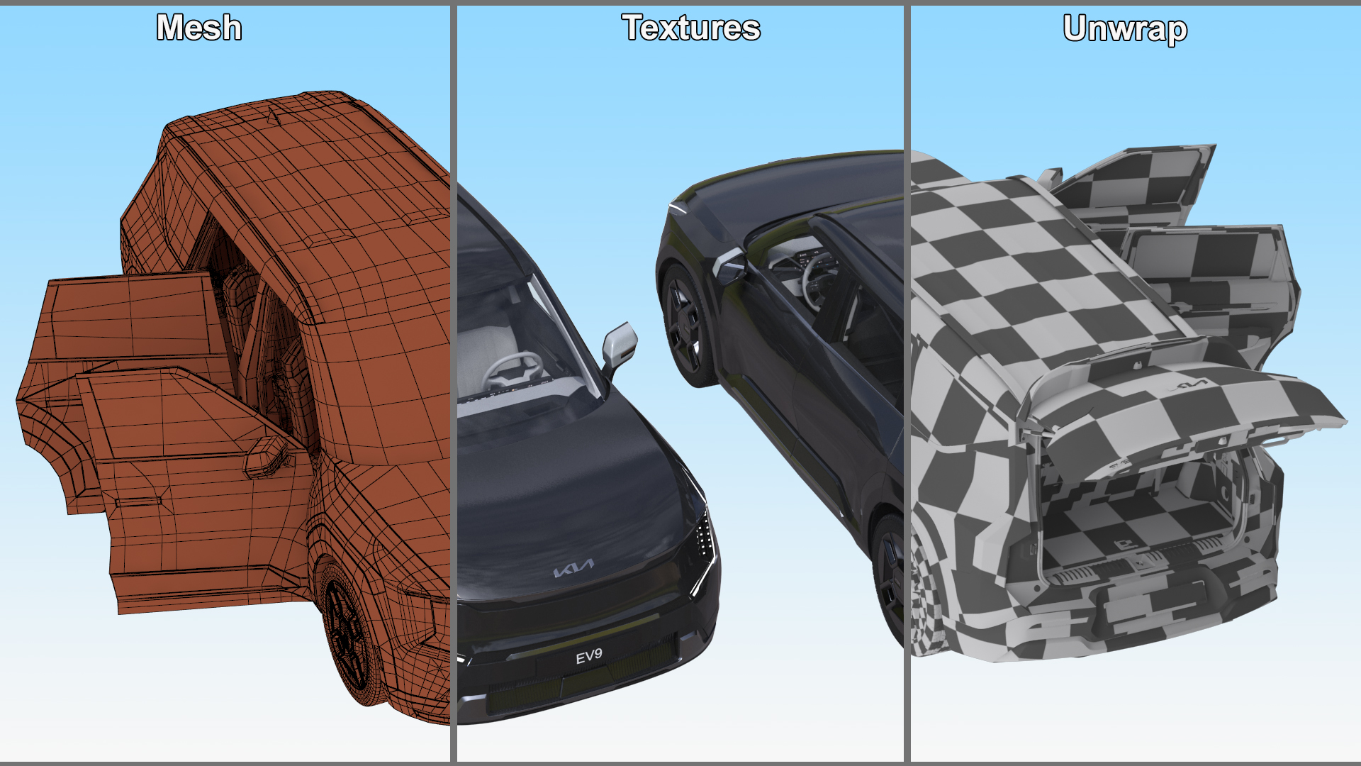 KIA EV9 Luxury SUV Black 3D model