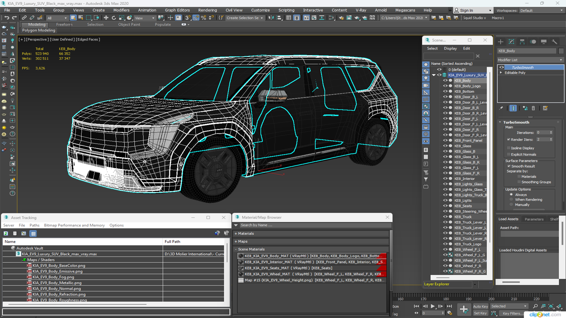 KIA EV9 Luxury SUV Black 3D model