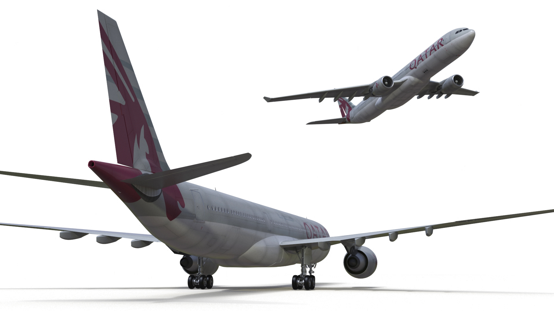 3D Qatar Airways Airbus A330-300 Rigged