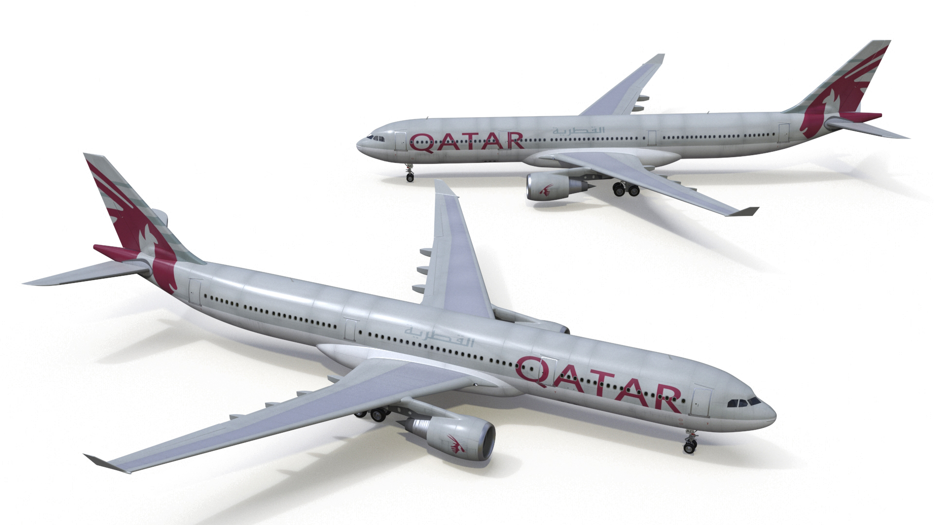 3D Qatar Airways Airbus A330-300 Rigged