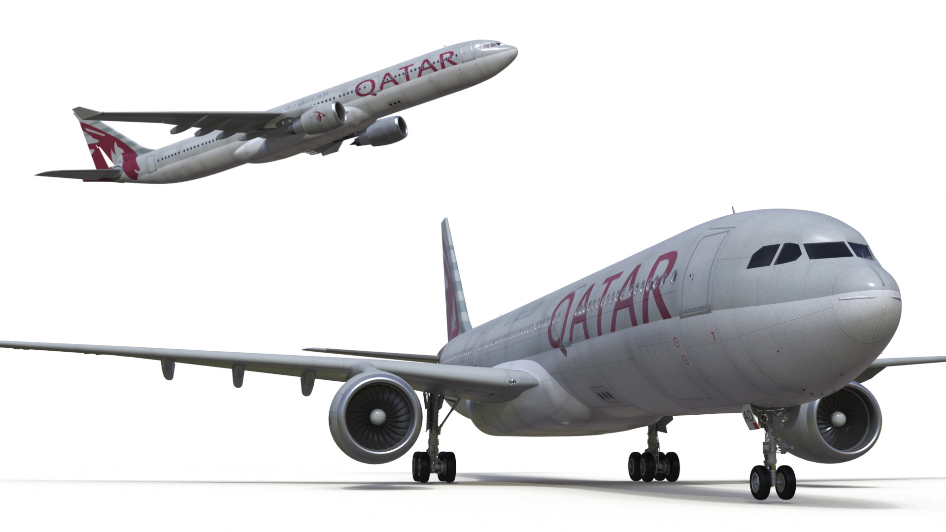 3D Qatar Airways Airbus A330-300 Rigged