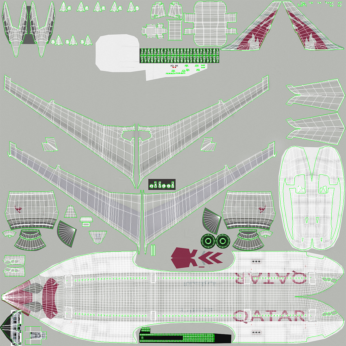 3D Qatar Airways Airbus A330-300 Rigged