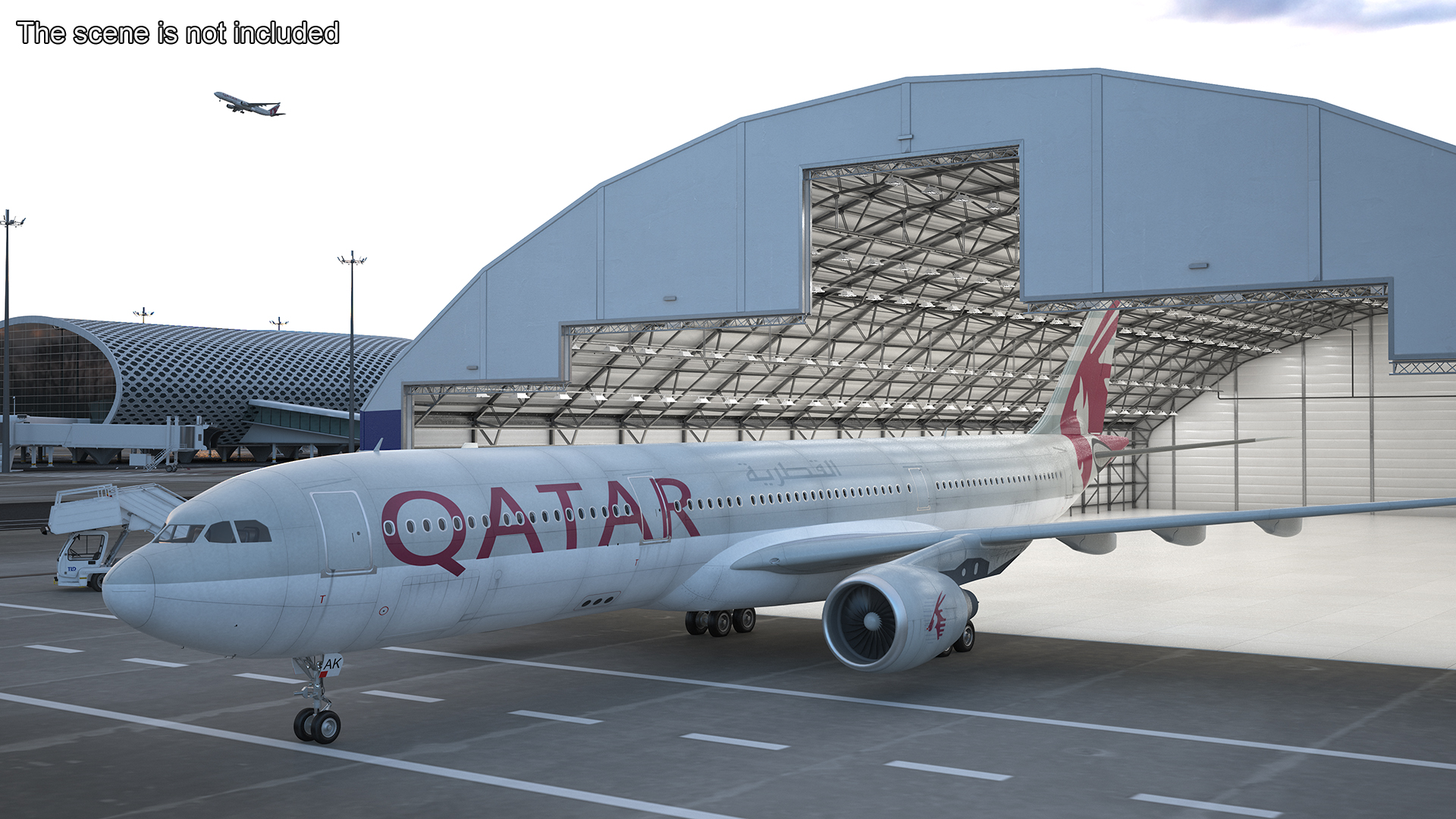3D Qatar Airways Airbus A330-300 Rigged