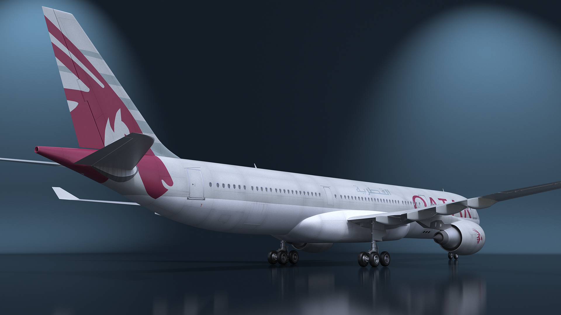 3D Qatar Airways Airbus A330-300 Rigged