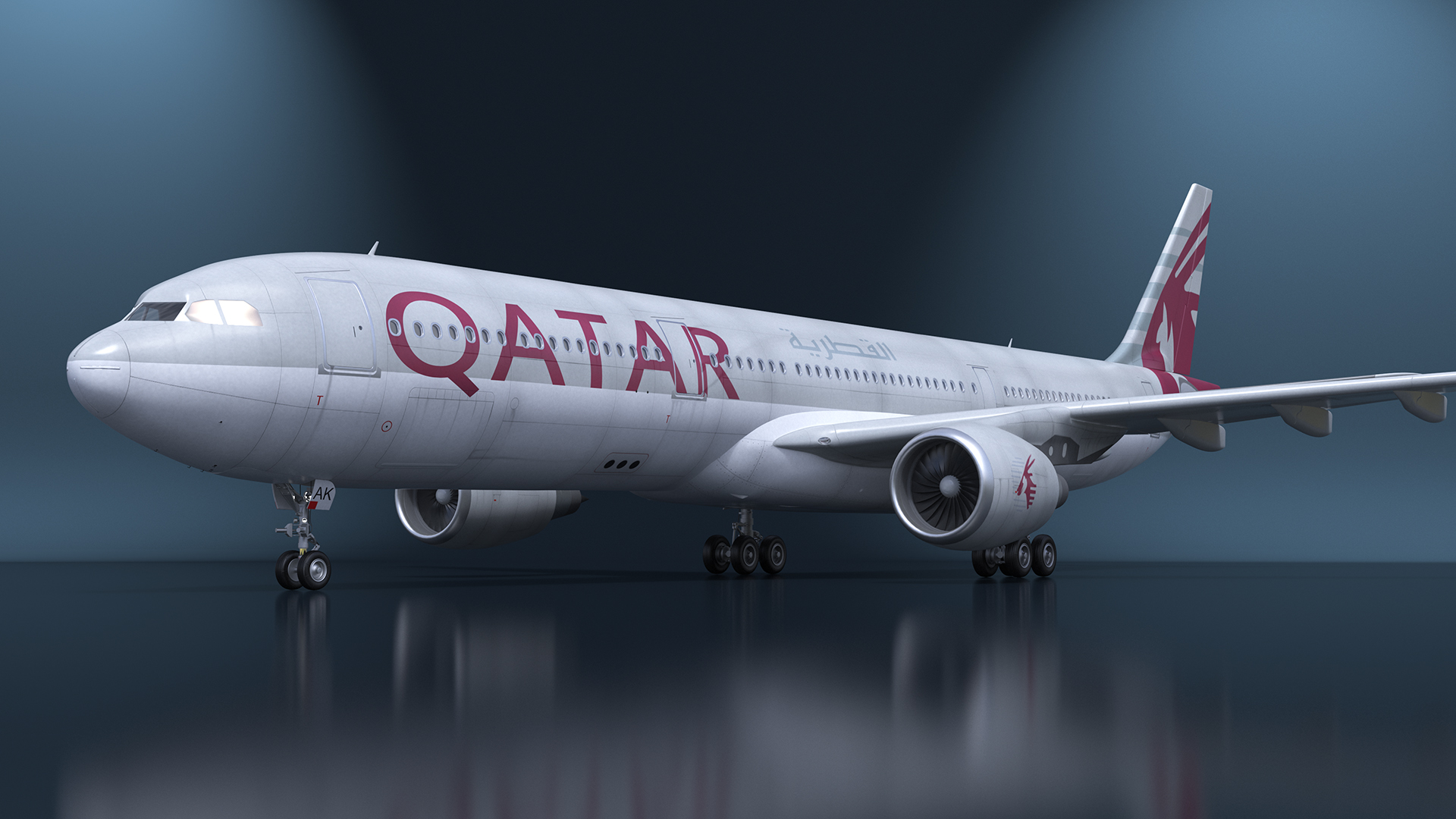 3D Qatar Airways Airbus A330-300 Rigged