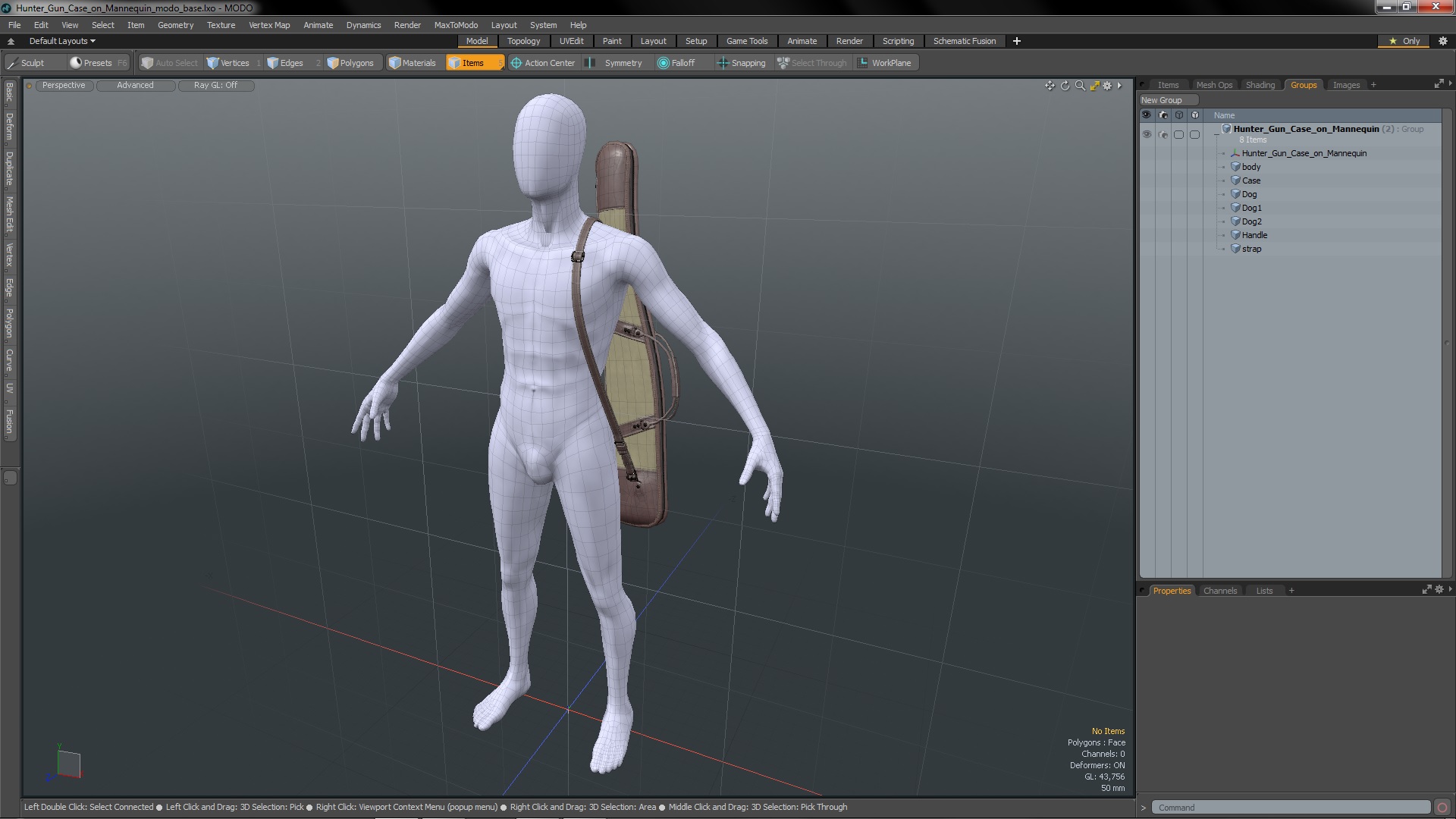 3D Hunter Gun Case on Mannequin model