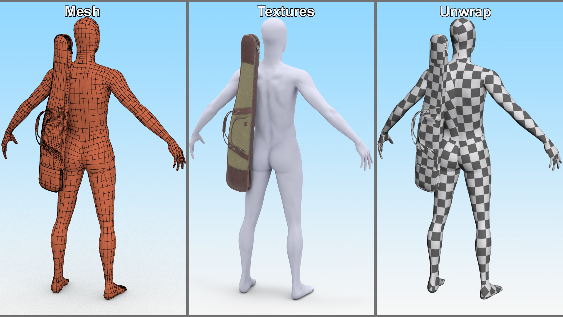3D Hunter Gun Case on Mannequin model