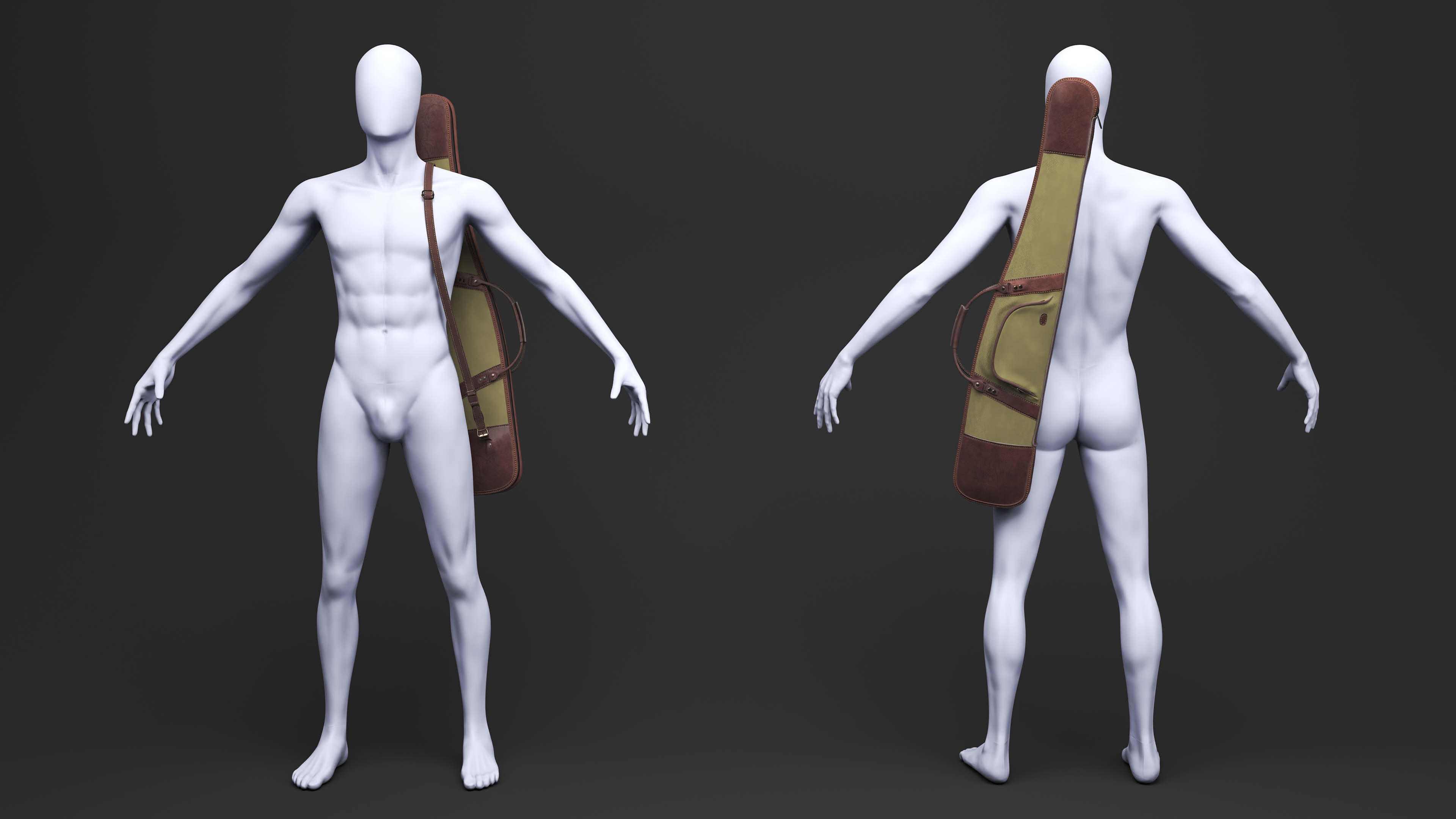 3D Hunter Gun Case on Mannequin model