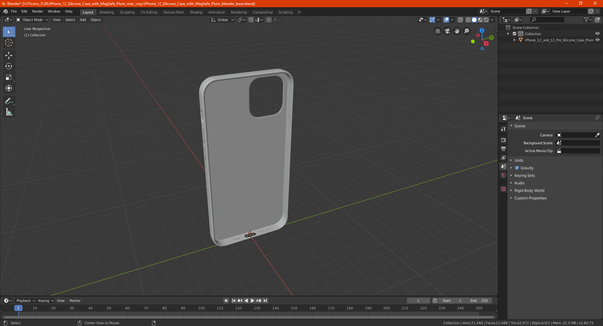 3D iPhone 12 Silicone Case with MagSafe Plum