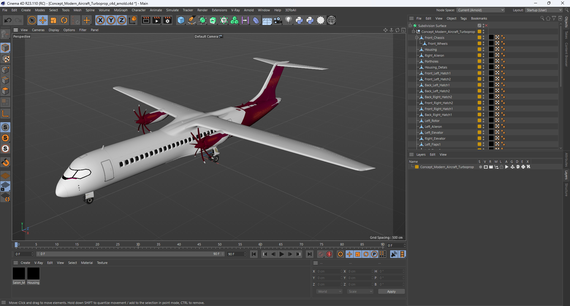 3D Concept Modern Aircraft Turboprop model