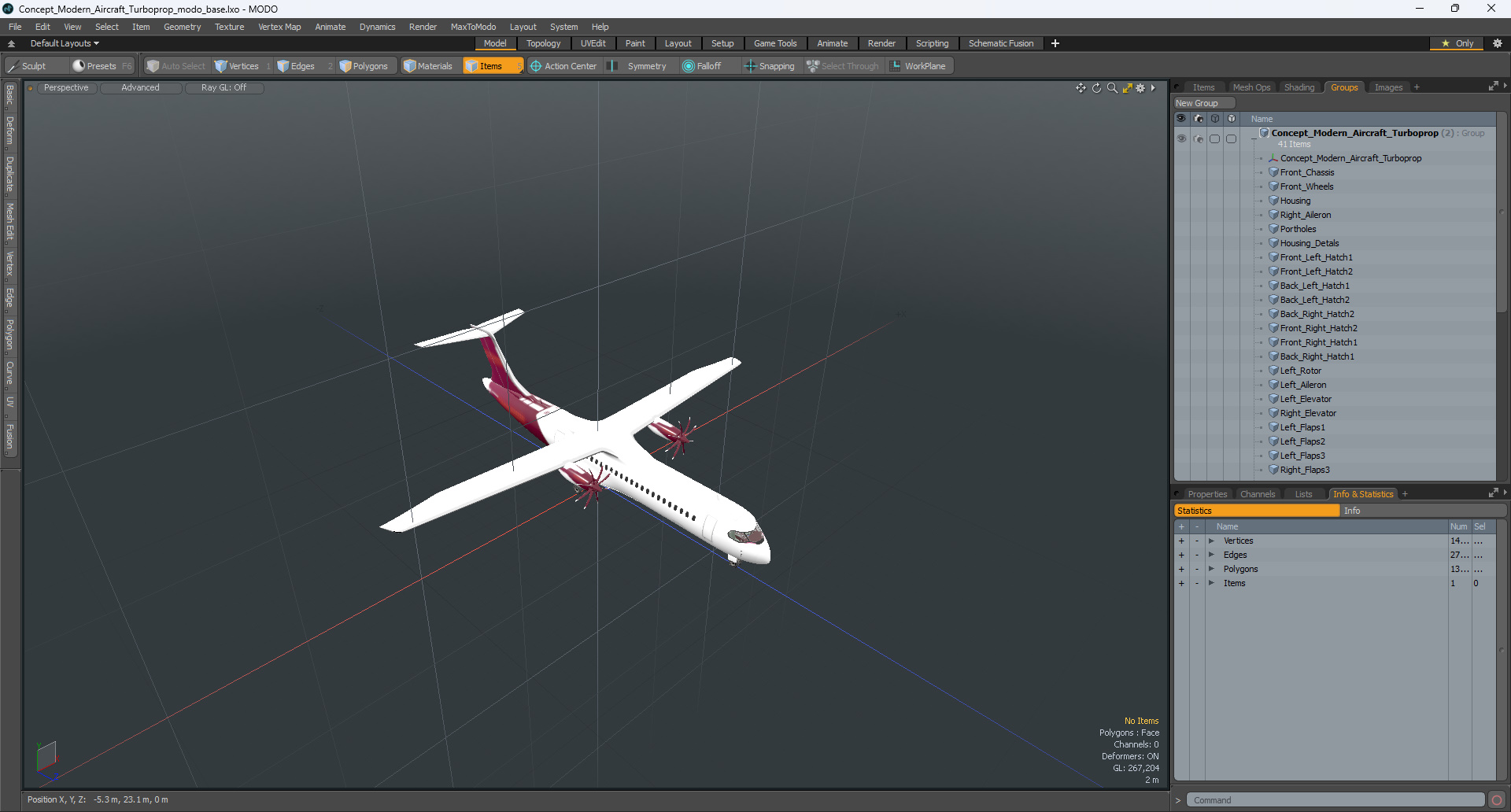 3D Concept Modern Aircraft Turboprop model