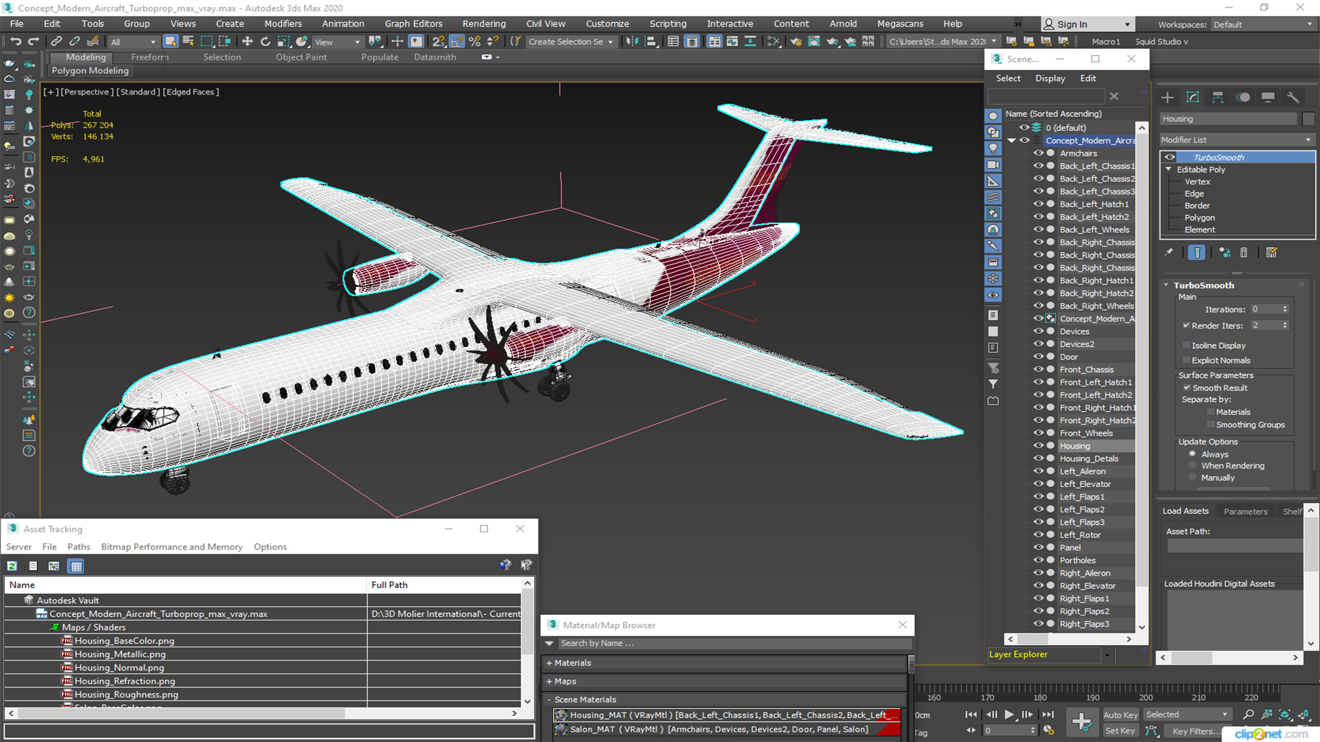 3D Concept Modern Aircraft Turboprop model