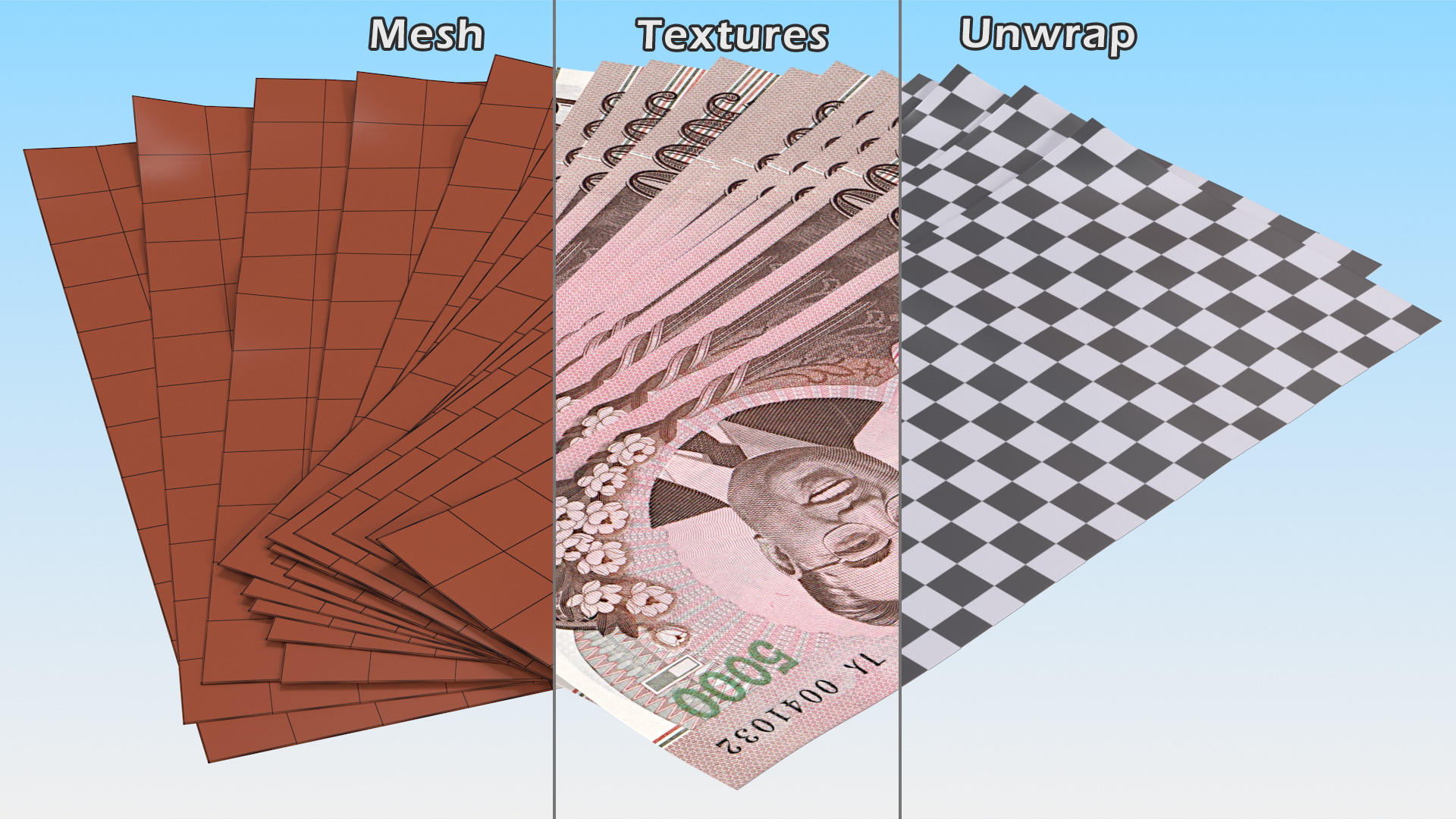 Fan of North Korea 5000 Won Banknotes 2008 3D