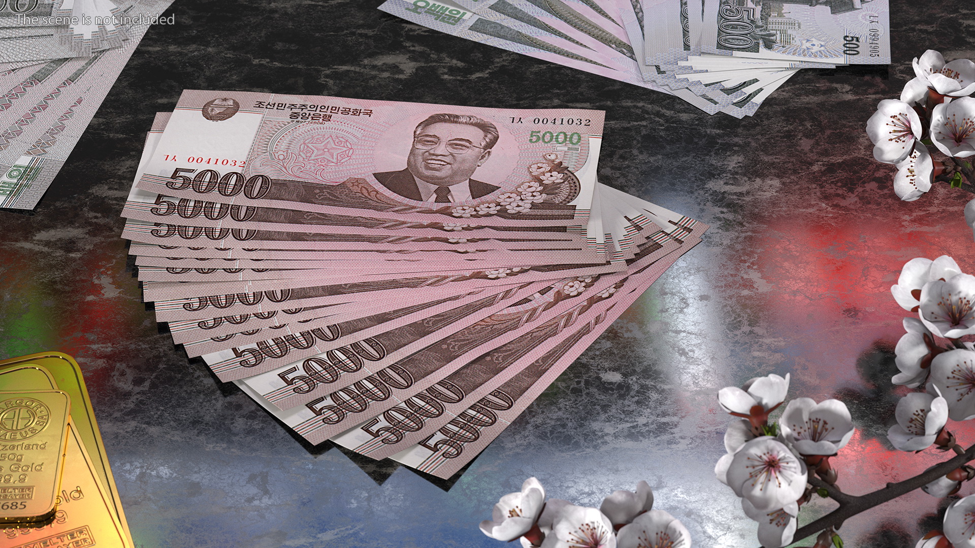 Fan of North Korea 5000 Won Banknotes 2008 3D