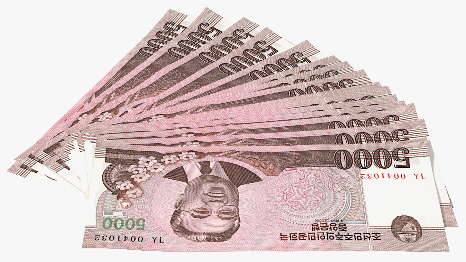 Fan of North Korea 5000 Won Banknotes 2008 3D