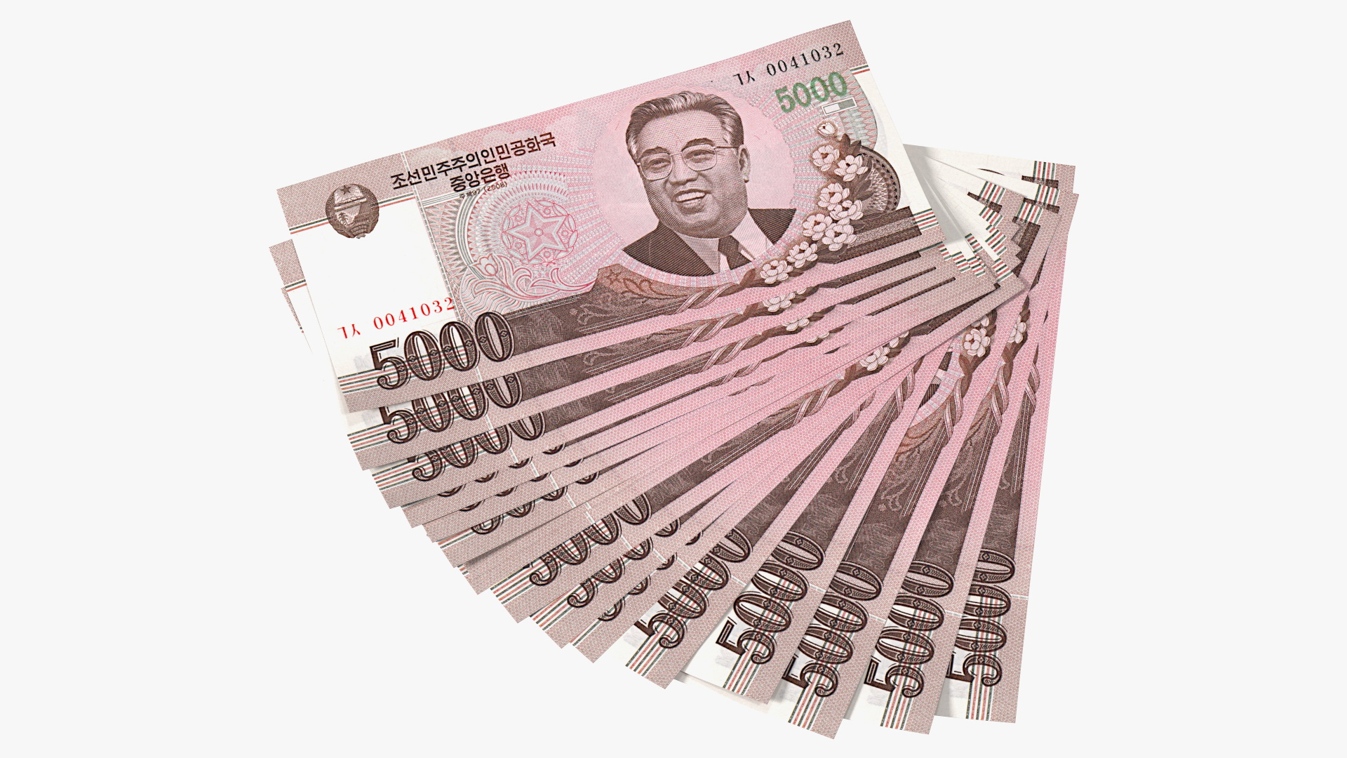 Fan of North Korea 5000 Won Banknotes 2008 3D