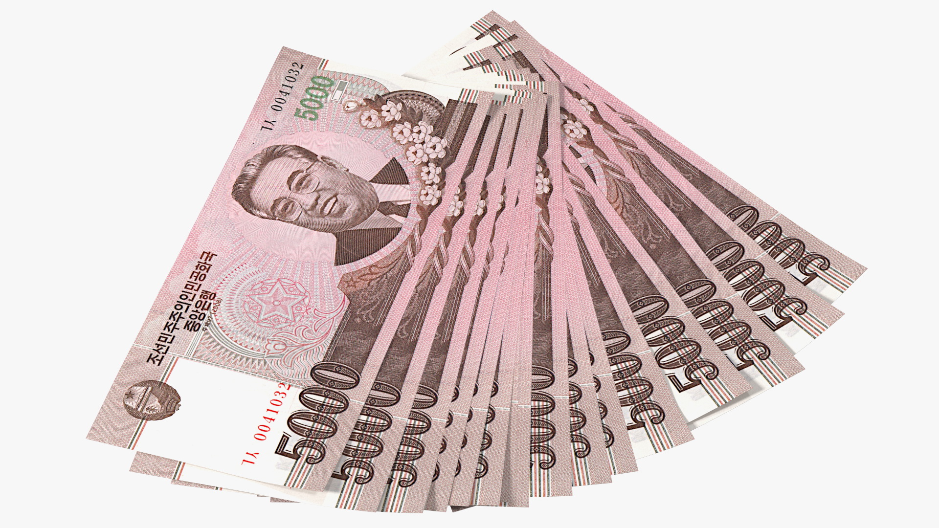 Fan of North Korea 5000 Won Banknotes 2008 3D