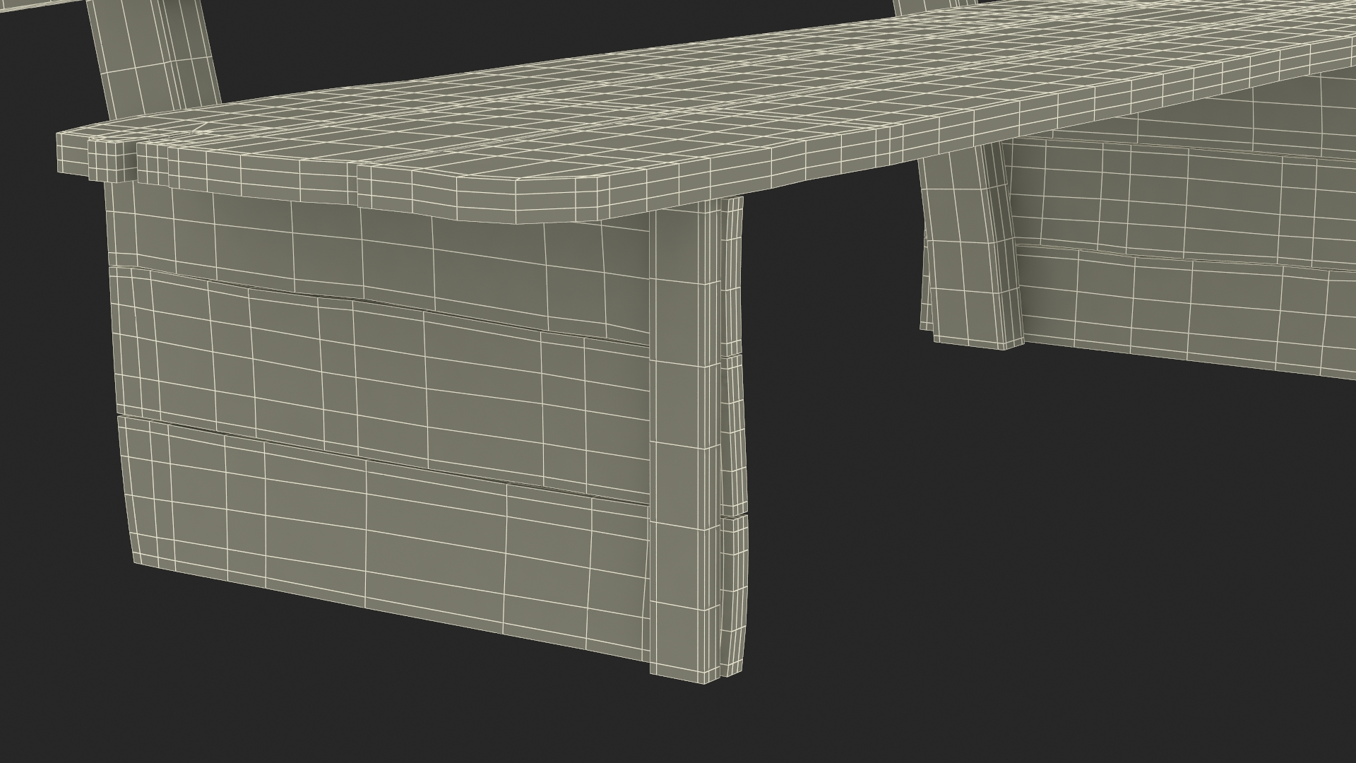3D Old Wooden Bench