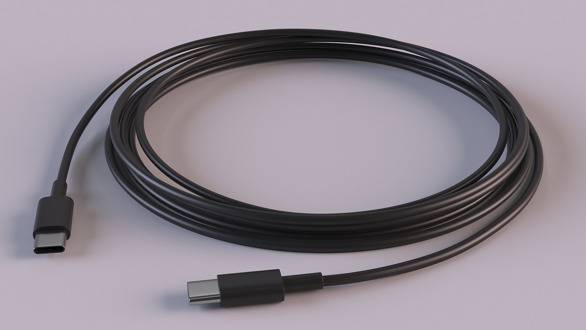USB Type-C to Type-C Cable Black 3D