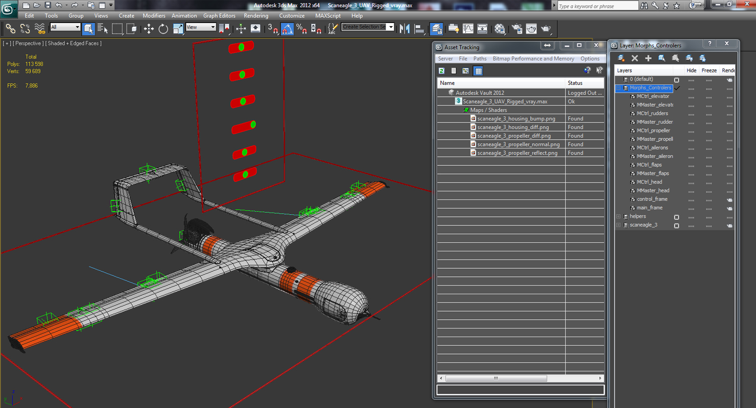 Scaneagle 3 UAV Rigged 3D