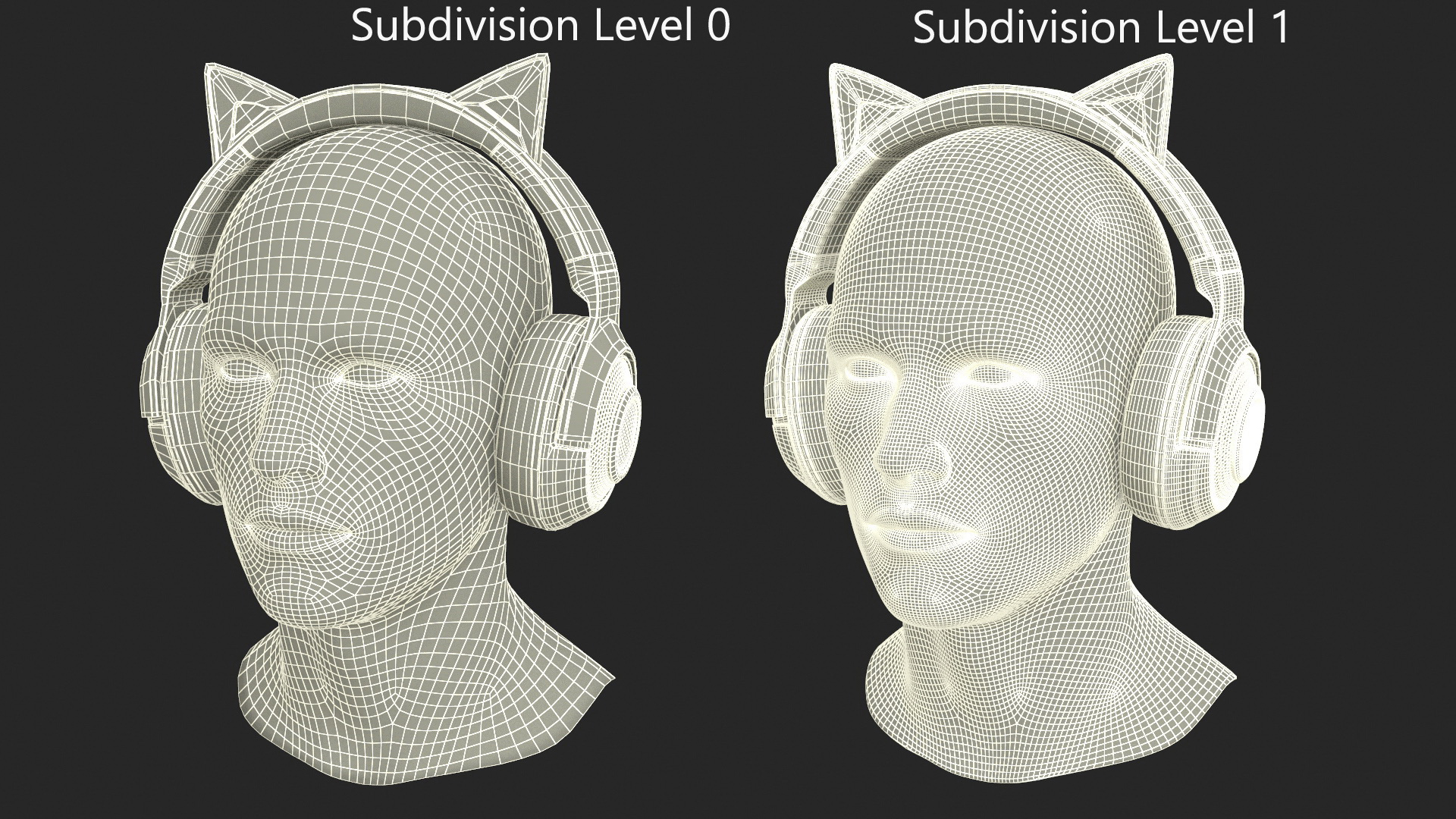 3D Mannequin Head Wearing Razer Kraken BT Kitty Edition Turned Off model