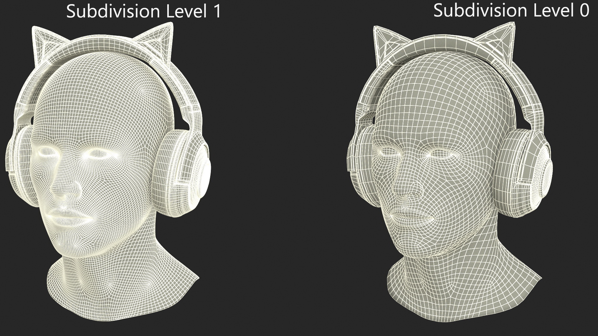 3D Mannequin Head Wearing Razer Kraken BT Kitty Edition Turned Off model