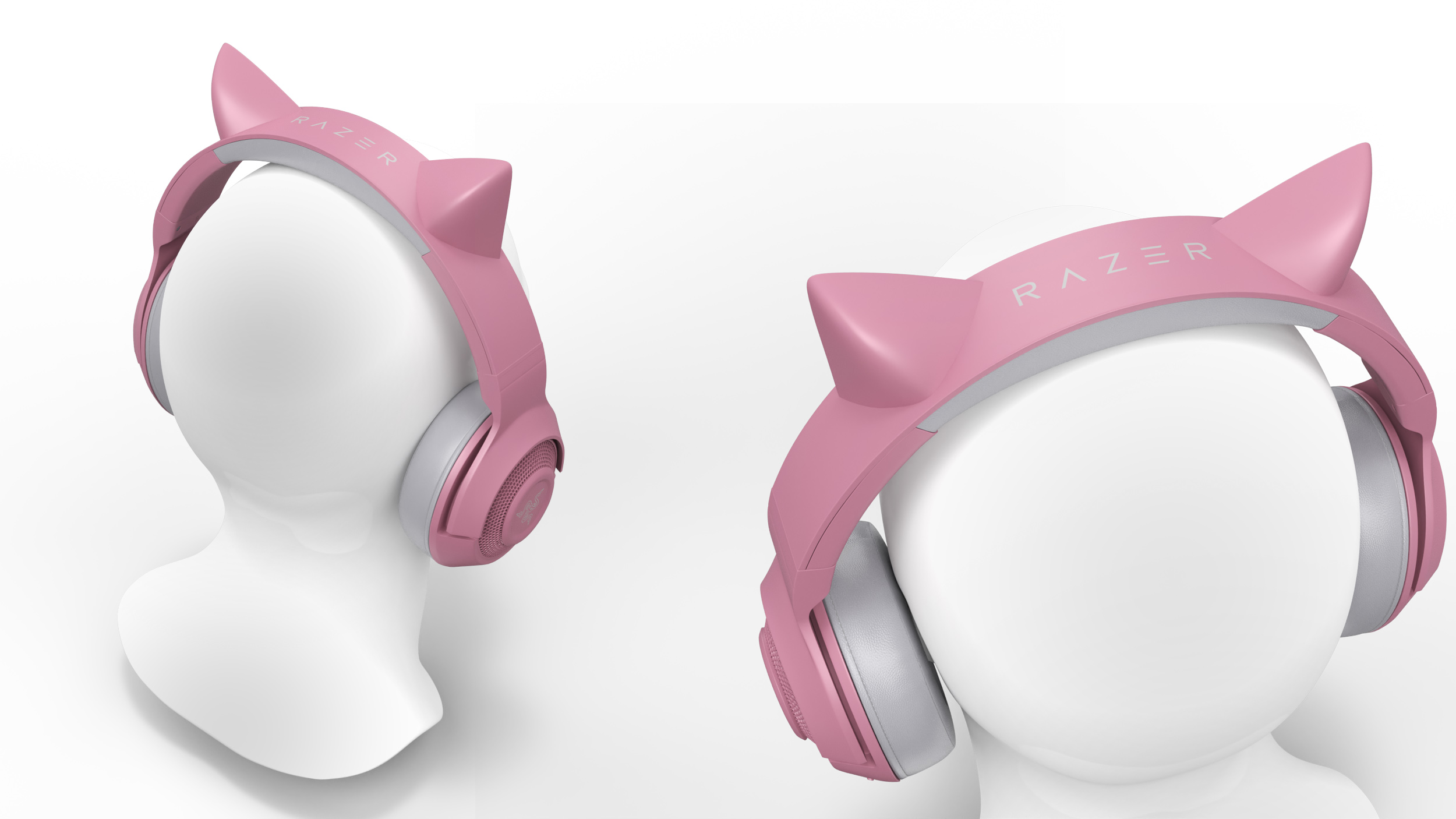 3D Mannequin Head Wearing Razer Kraken BT Kitty Edition Turned Off model