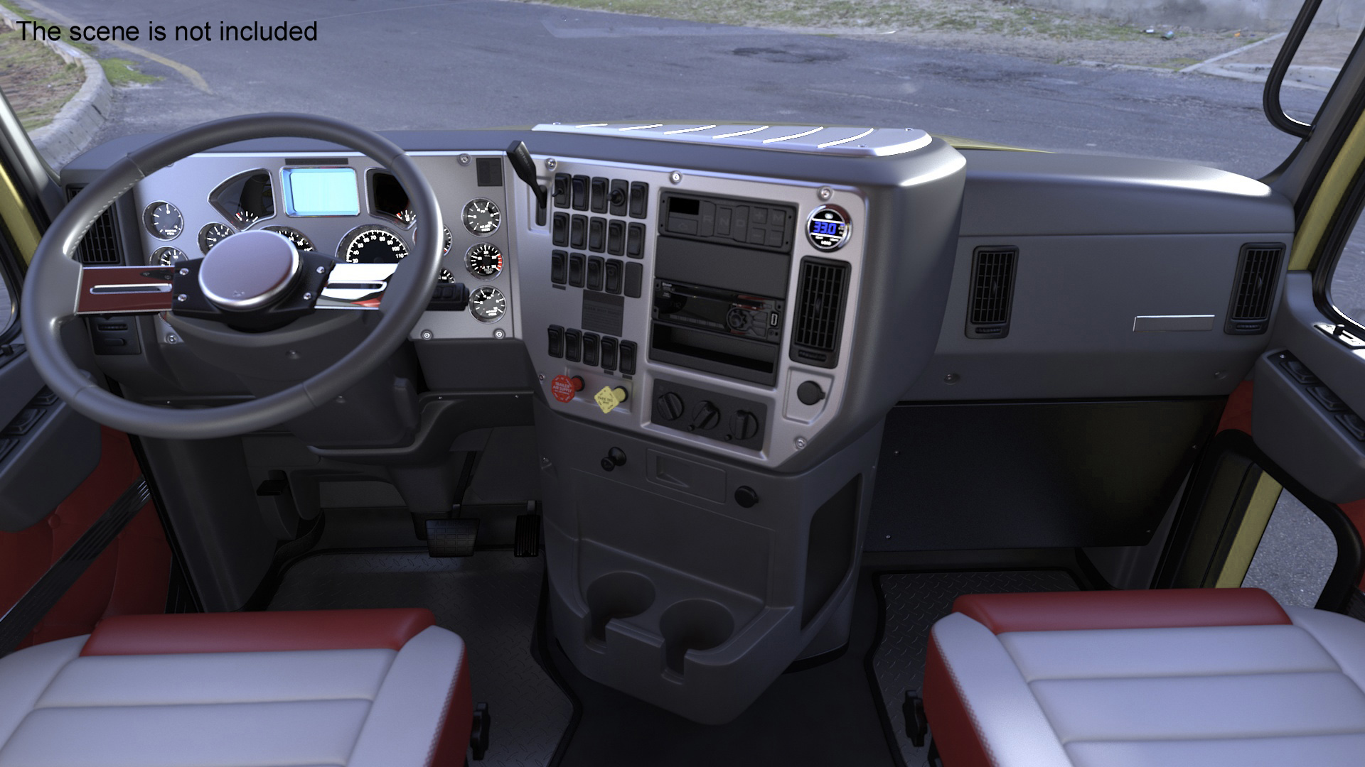 3D model Mack CHU613 Truck with Flatbed Semi Trailer Rigged