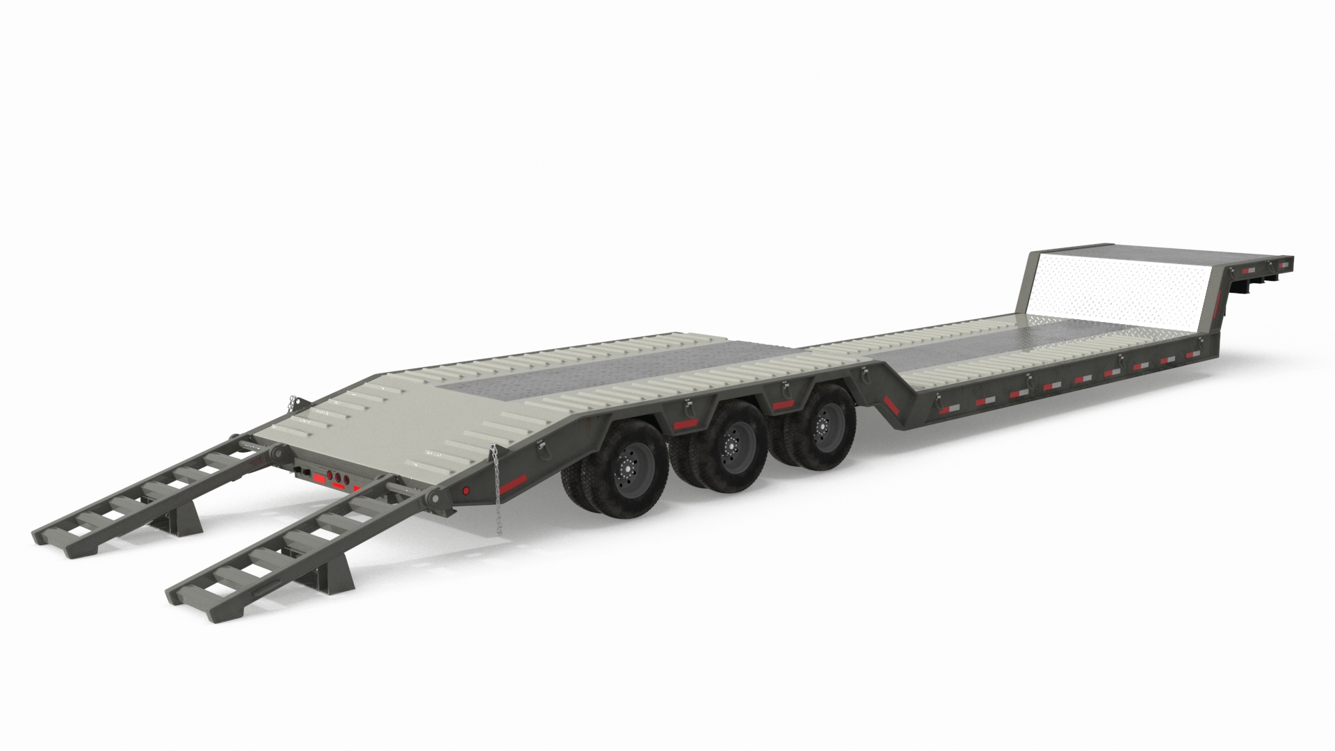 3D model Mack CHU613 Truck with Flatbed Semi Trailer Rigged