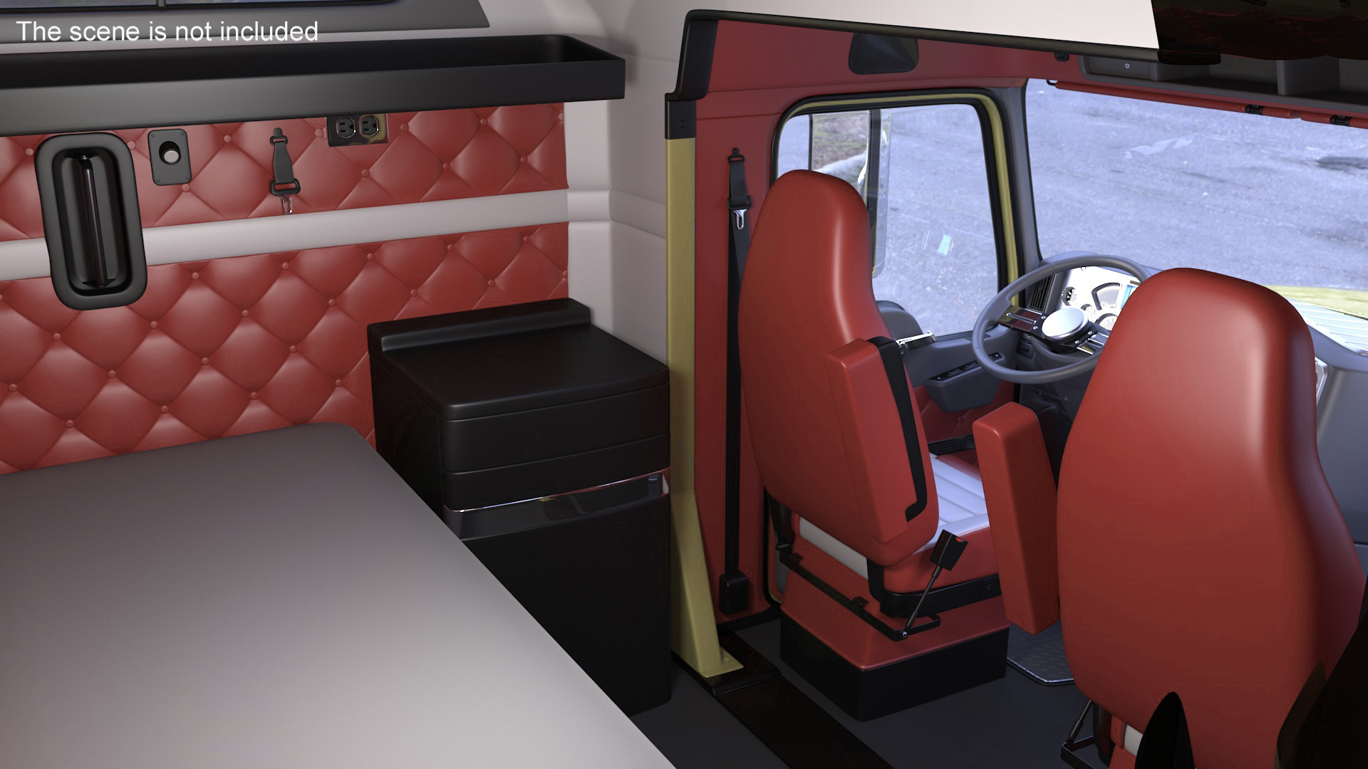 3D model Mack CHU613 Truck with Flatbed Semi Trailer Rigged