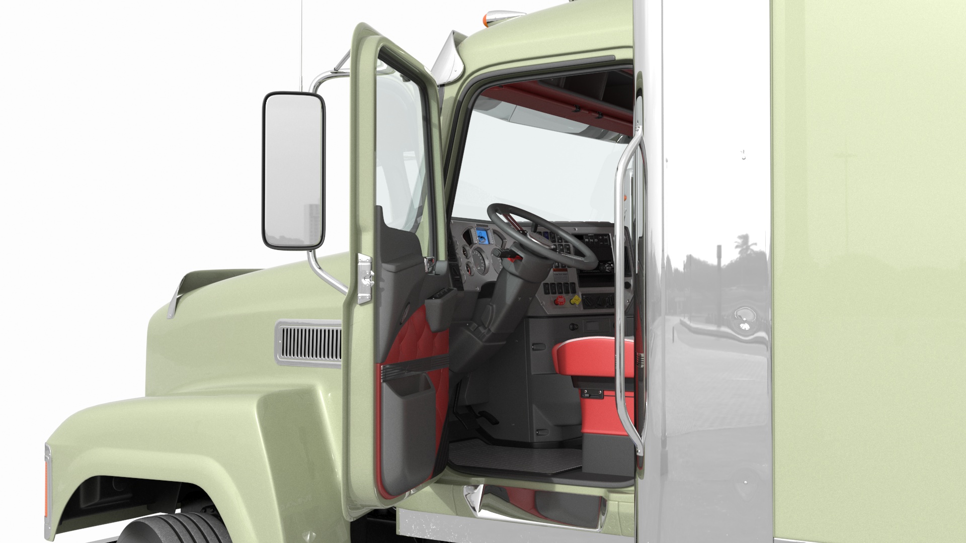 3D model Mack CHU613 Truck with Flatbed Semi Trailer Rigged