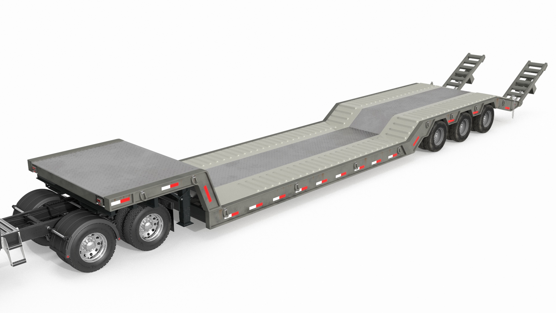3D model Mack CHU613 Truck with Flatbed Semi Trailer Rigged