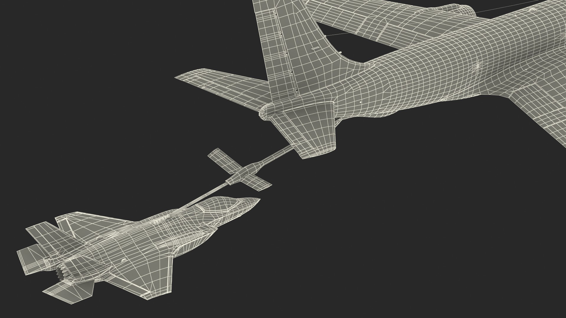3D model Boeing KC 135 Stratotanker with F35 Lightning II Rigged