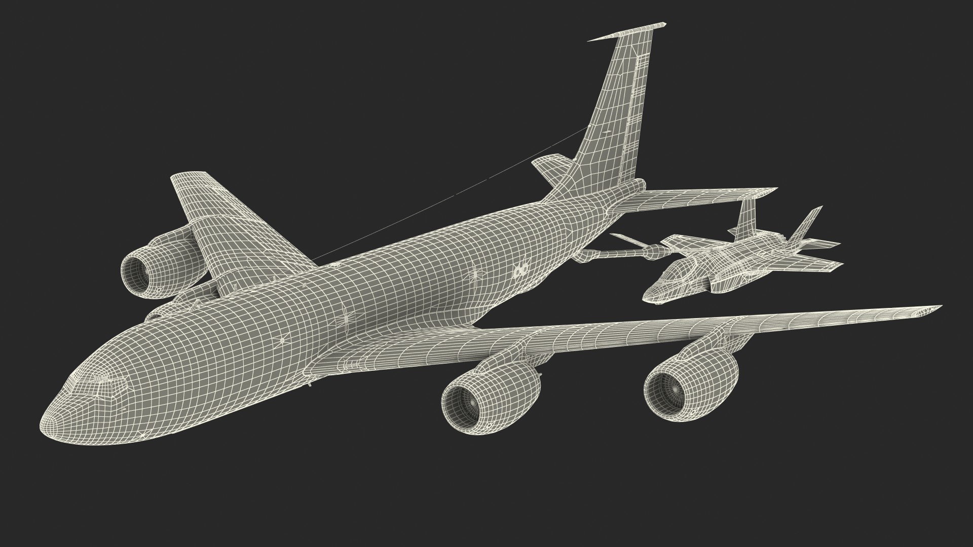 3D model Boeing KC 135 Stratotanker with F35 Lightning II Rigged