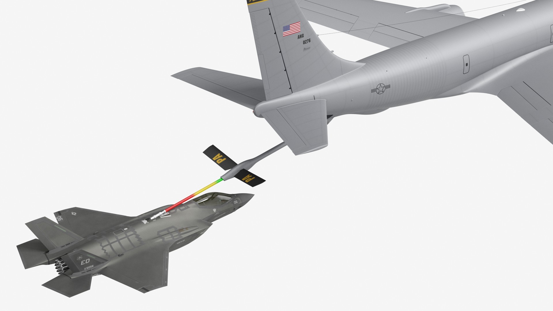 3D model Boeing KC 135 Stratotanker with F35 Lightning II Rigged
