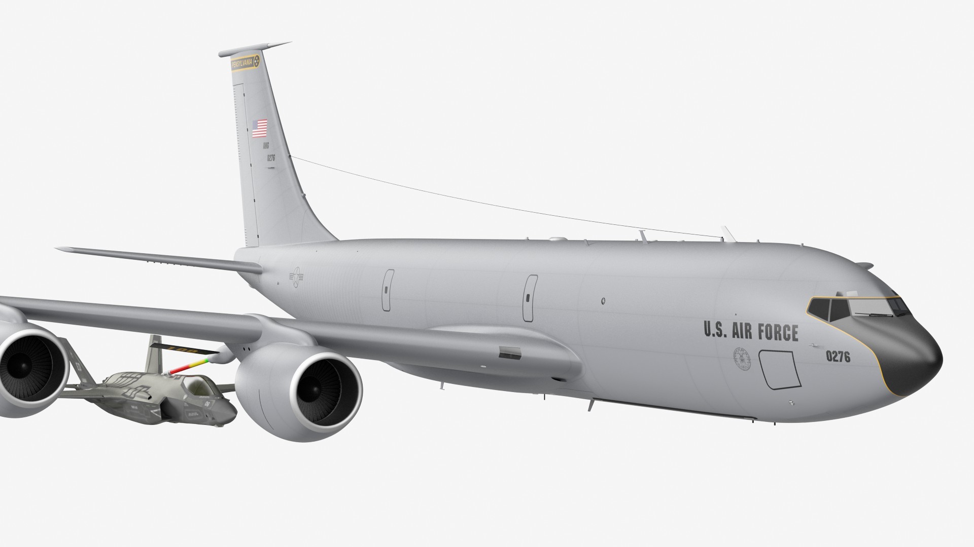 3D model Boeing KC 135 Stratotanker with F35 Lightning II Rigged