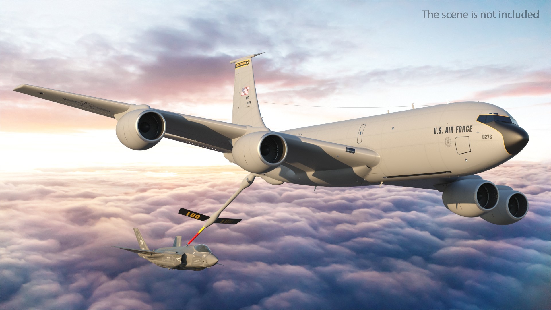 3D model Boeing KC 135 Stratotanker with F35 Lightning II Rigged